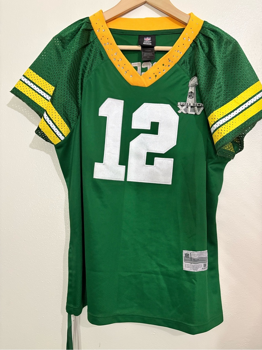 Reebok NFL Packers Aaron Rodgers #12 Super Bowl XLV Green Jersey Women 2XL - Picture 3 of 6